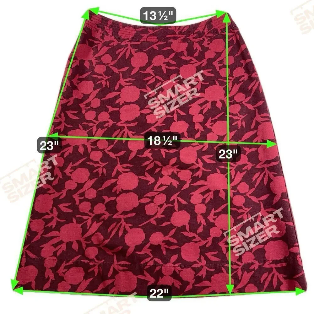 Boden 100% Cotton Twill A-Line Skirt Burgundy Cranberry Floral Size 4